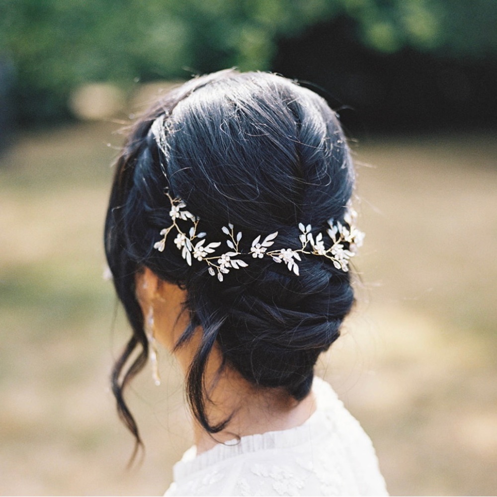 Wedding leaf and flower bridal hairpiece with pearls and crystals Etsy handmade